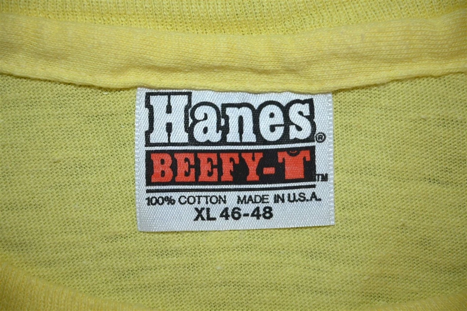 vtg 80s COWBOY CAT TEXAS HAT BOOTS ORANGE TABBY YELLOW COTTON t-shirt LARGE L - Image 4 of 4