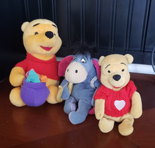 Valentines/Spring Pooh and Eeyore Plush Lot of 3