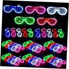 LovesTownPCS LED Glasses, Glow in the Dark Party Supplies 3 Modes Light up 20