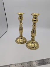 Pair Of Vintage Virginia Metalcrafters 8 Inch Solid Brass Candlesticks