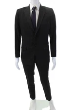Santoria Ambrosiana Mens 2 Piece Solid Single Breasted Suit Black Size 34"