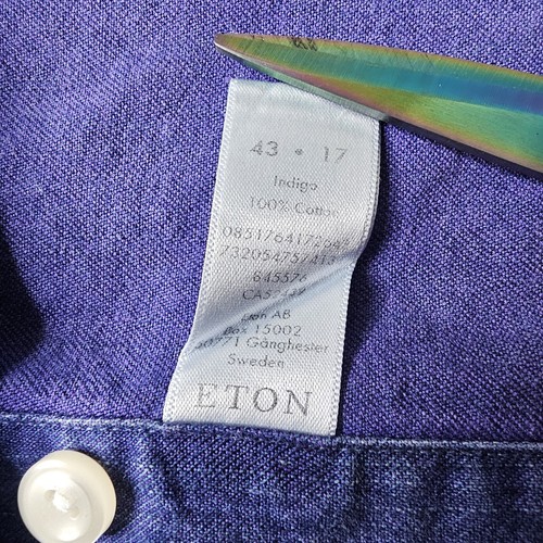 ETON Contemporary Shirt Mens XL 43 Slim Fit Indigo Blue Purple Long Sleeve Denim - Bild 7 von 11