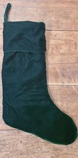Green Velvet Christmas Stocking Striped Lining Merrystocking Made In USA 19 In