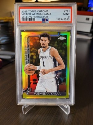 2025-26 Topps Chrome - Victor Wembanyama #221 True Yellow Refractor /275 PSA 9
