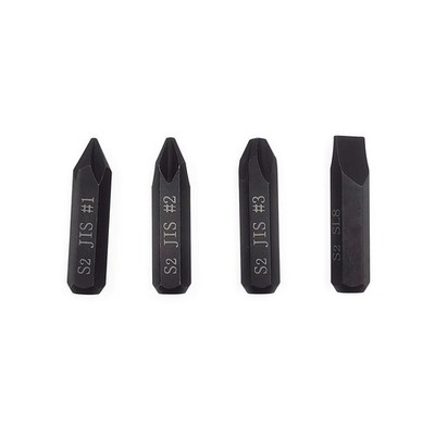 JIS Impact Screwdriver Bits Set Cross Slotted PH1 PH2 PH3 SL8 Black 4 Pieces