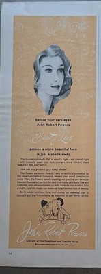 1961 John Robert Powers Beauty Lens Cosmetics Vintage ad