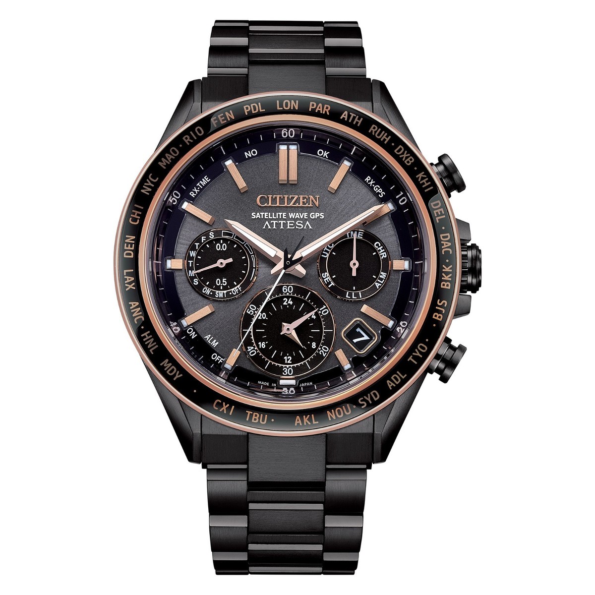 Citizen Men's Attesa Chronograph Perpetual Gray Eco-Drive Watch