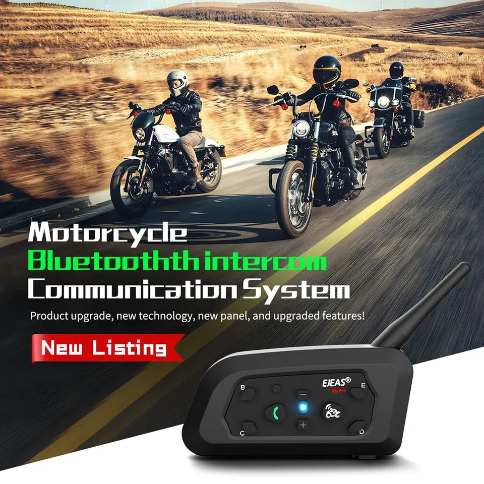 EJEAS V6 Pro+ Motorcycle Helmet Bluetooth Intercom – 6 Rider 800m Range Walkie T - Image 2 of 4