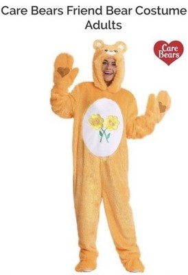 Adult Care Bear Halloween Costume, Friend Bear Size Small Orange