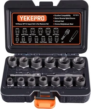 15-Piece Impact Bolt Extractor Set for Stripped and Damaged Fasteners