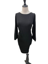 Jovani Women's Low Open Back Ruched Long Sleeve Mini Dress Black Size 4