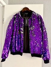 ANNAKAT Women s L Purple Sequin Bomber Jacket...