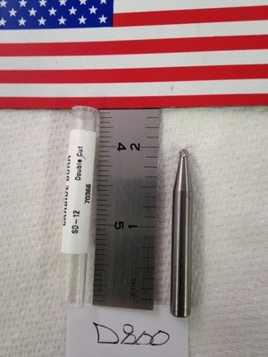 1 NEW HTC 1/4'' SHANK CARBIDE BURR SD-12 BALL DOUBLE CUT. 70366. 1/8'' LOC (D800)