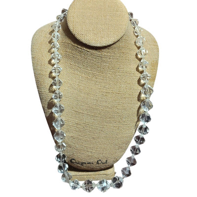 Miriam Haskell Signed Necklace Rare Vintage 30'' Long Gilt Clear Lucite A20