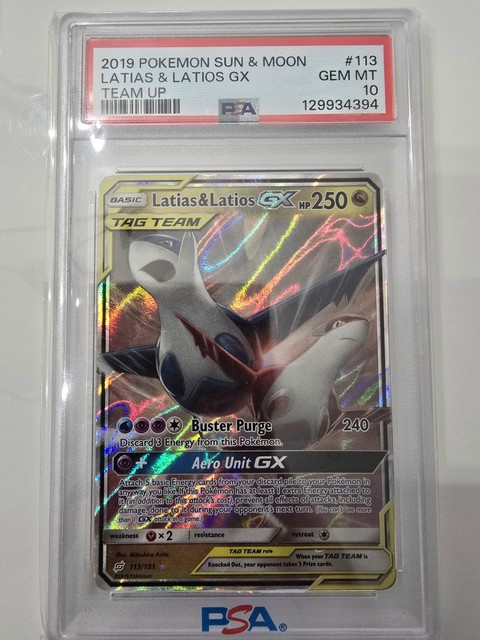 Pokemon SM Team Up Latias & Latios GX 113/181 TAG TEAM Holo PSA 10 2019