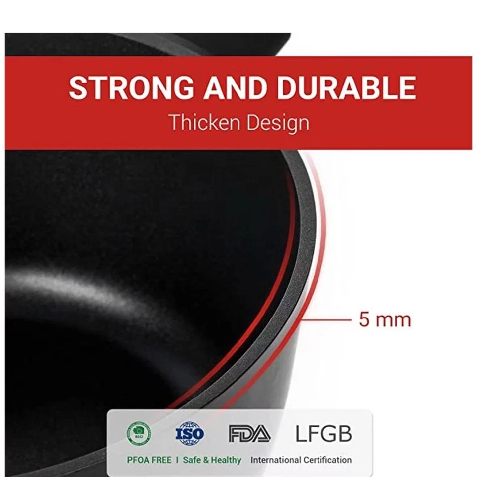 Kochtopf Suppentopf Bratentopf 28-32cm Aluguss Induktion Antihaft Schmortopf Neu - Bild 2 von 4