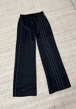 Victoria  s Secret Silky Satin Lounge Pajama Bottoms Black/White Size L EXC COND 