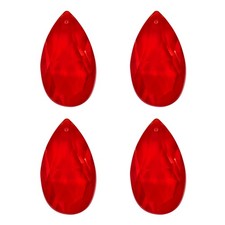 4 Pack K9 Crystal Pendants Teardrop Beads 38mm Chandelier Prisms DIY Red