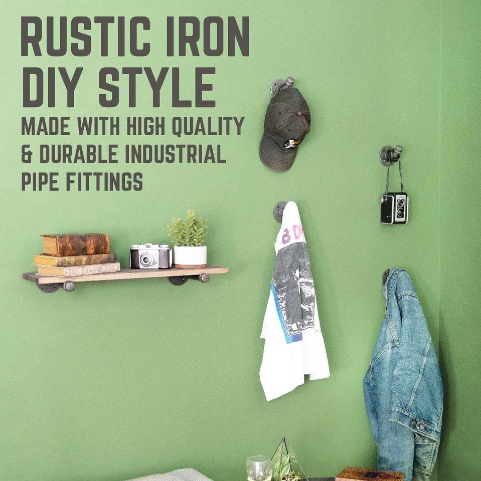 Ganchos para Abrigo Industriales de Alta Resistencia Montados en la Pared, Hierro Rústico Estilo Hágalo Usted Mismo, Acero G... Foto 4 de 4