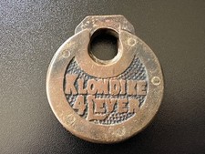 Antique Vintage - KLONDIKE - 4 LEVER - Brass Pancake Padlock Lock