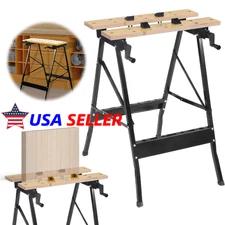 Folding Table Saw Horse 4 Bench Dogs Adjustable for Woodworking Projects