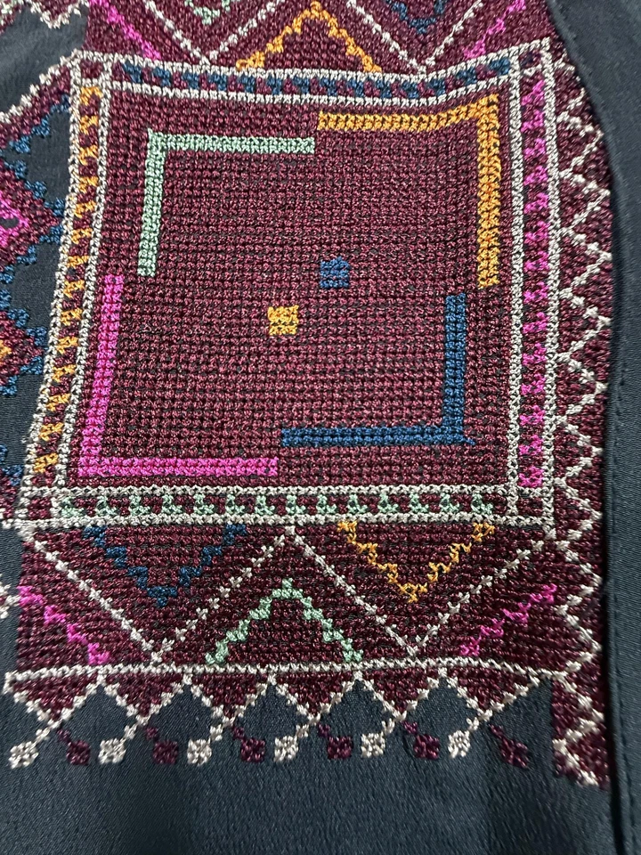 Madewell Jumpsuit Womens 2 Black Silk Embroidered Boho Sleeveless Pockets F5183 - Image 4 of 4