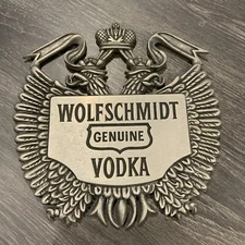 VINTAGE WOLFSCHMIDT VODKA BAR ADVERTISING HEAVY CAST ALUMINUM (1 lb 6 oz)  10X10