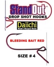 Daiichi StandOut Drop Shot Fishing Hooks ST8ZS Bleeding Red Size 4 Finesse