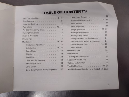 Arctic Cat Snowmobile Operator's Manual, 1974 Wankel Panther, 2254-024 - Picture 2 of 3