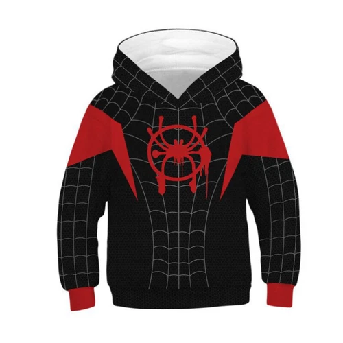 Kids Spider-Man Into the Spider-Verse Hoodie Miles Morales Cosplay Pullover Tops