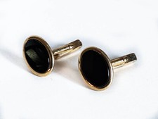 Swank Gold and Onyx Cufflinks 3/4 in 1/20 Gold