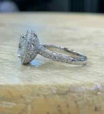 2Ct Lab Created Diamond Halo Wedding Bridal Engagement Ring 14K White Gold Over