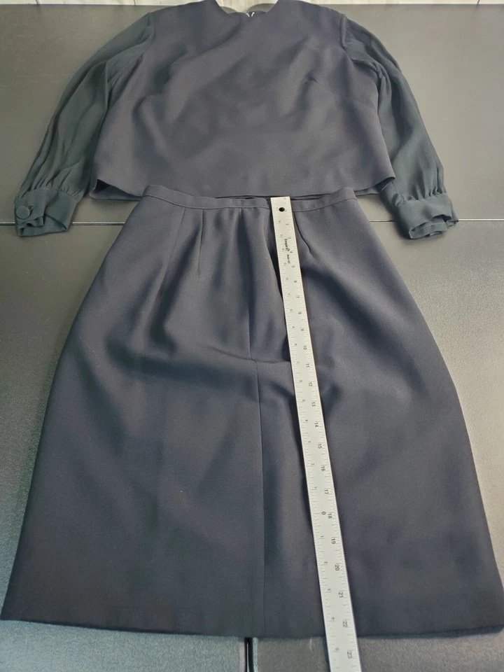 Bobbie Brooks Vintage Outfit Dressy Zip Up Back A Line Skirt Sz 4-6 Sheer Sleeve - Image 4 of 4