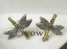FLYOW Statement Earrings Dragonfly Key Goth Steampunk With Box