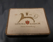 Blechdose L&Ouml;WENBR&Uuml;CK Haus Neuerburg HN 20 Zigaretten fugendicht Banderole 1950
