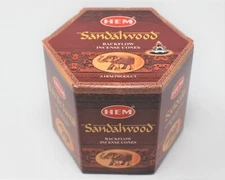 Hem SANDALWOOD Backflow Incense Cones: Pack 40 (Back flow Cones, Fountain Style)