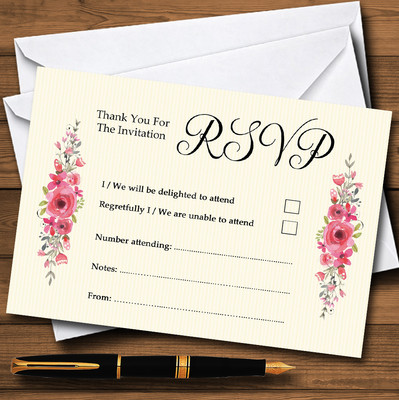 Aquarell Rosa Blumen Rustikal Personalisierte RSVP Karten