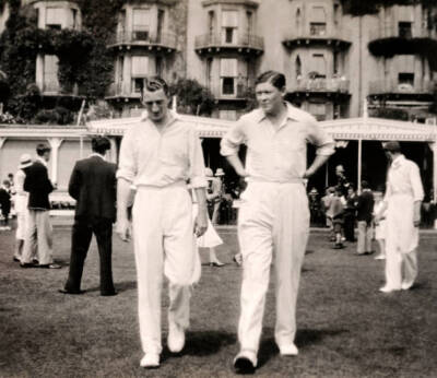 Bryan Valentine Percy Champman Kent going out to field during Suss- 1930s Photo
