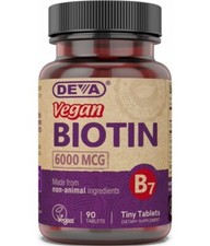 Deva Vegan Biotin 6000 mcg, 90 Tiny Tablets Best by Date