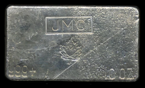 Johnson Matthey Canada JMC Maple Leaf 999+ Fine Poured 10oz Silver Bar [032DUD]