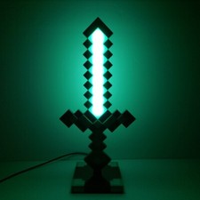 Minecraft Diamond Sword Plugin Desktop Lamp With USB to Micro USB Cord Preowned