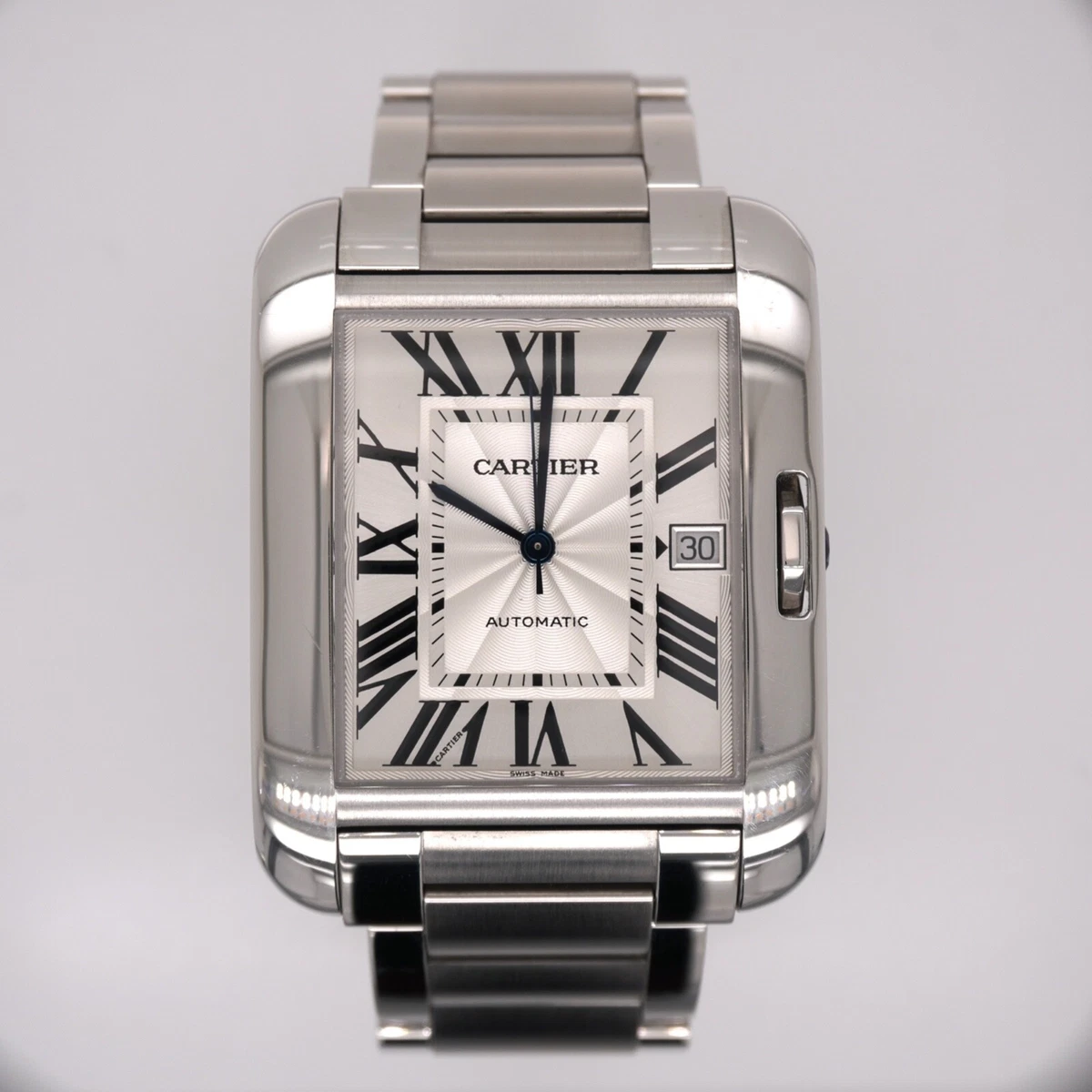 Cartier Tank Anglaise 37mm by 49mm Stainless Steel Mens Watch Silver Dial 3507
