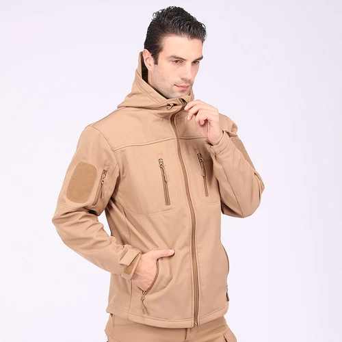 Giacca a vento tattica uomo soft shell giacca esercito jacket cappuccio tempo libero ~ - Foto 53 di 65