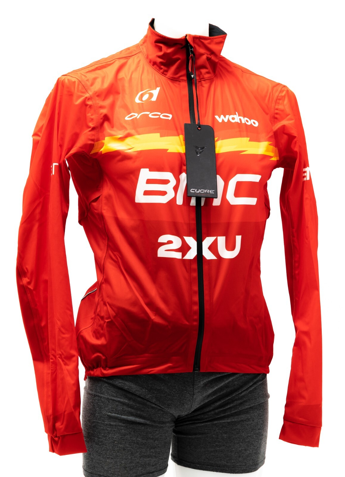 Cuore Team BMC 2XU Ветрозащитная куртка мужская СРЕДНЯЯ красная для шоссейного велосипеда, триатлона на гравии