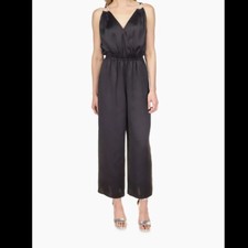 Michael Kors Black Jumpsuit Rhinestone Straps Wide Leg Sleeveless S
