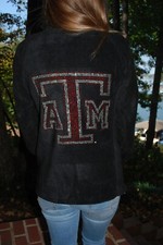 Texas A  M  rhinestone bling black or maroon fleece jacket XS S M L XL 2X 3X