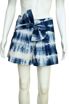 Ulla Johnson Paloma Frauen Indigo Blau Batik Gedruckte Baumwolle Mini Shorts S 4