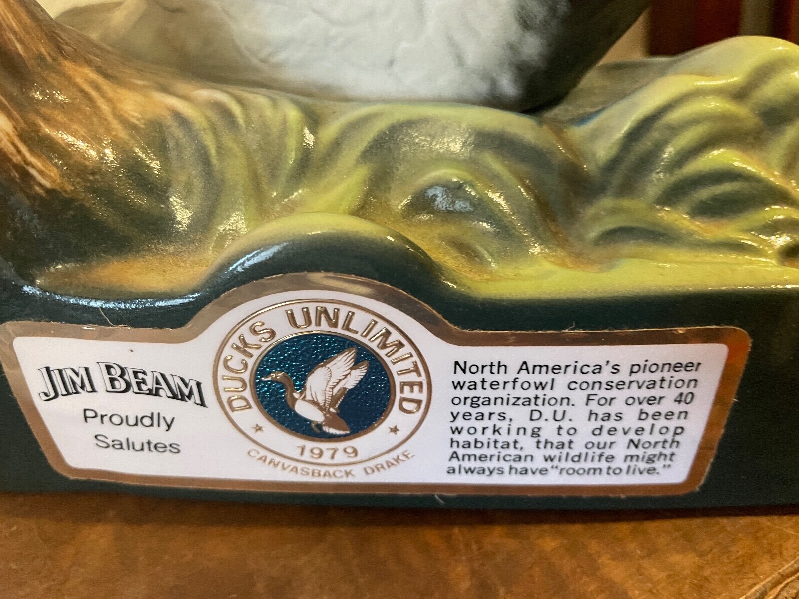 1979 Jim Beam Ducks Unlimited Canvasback Drake in Flight Whiskey