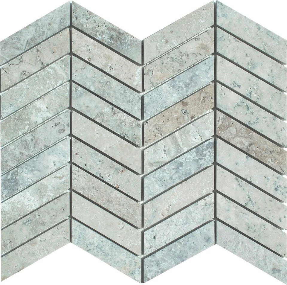 Chevron Latte Honed Travertine Mosaic Tile - Image 2 of 4