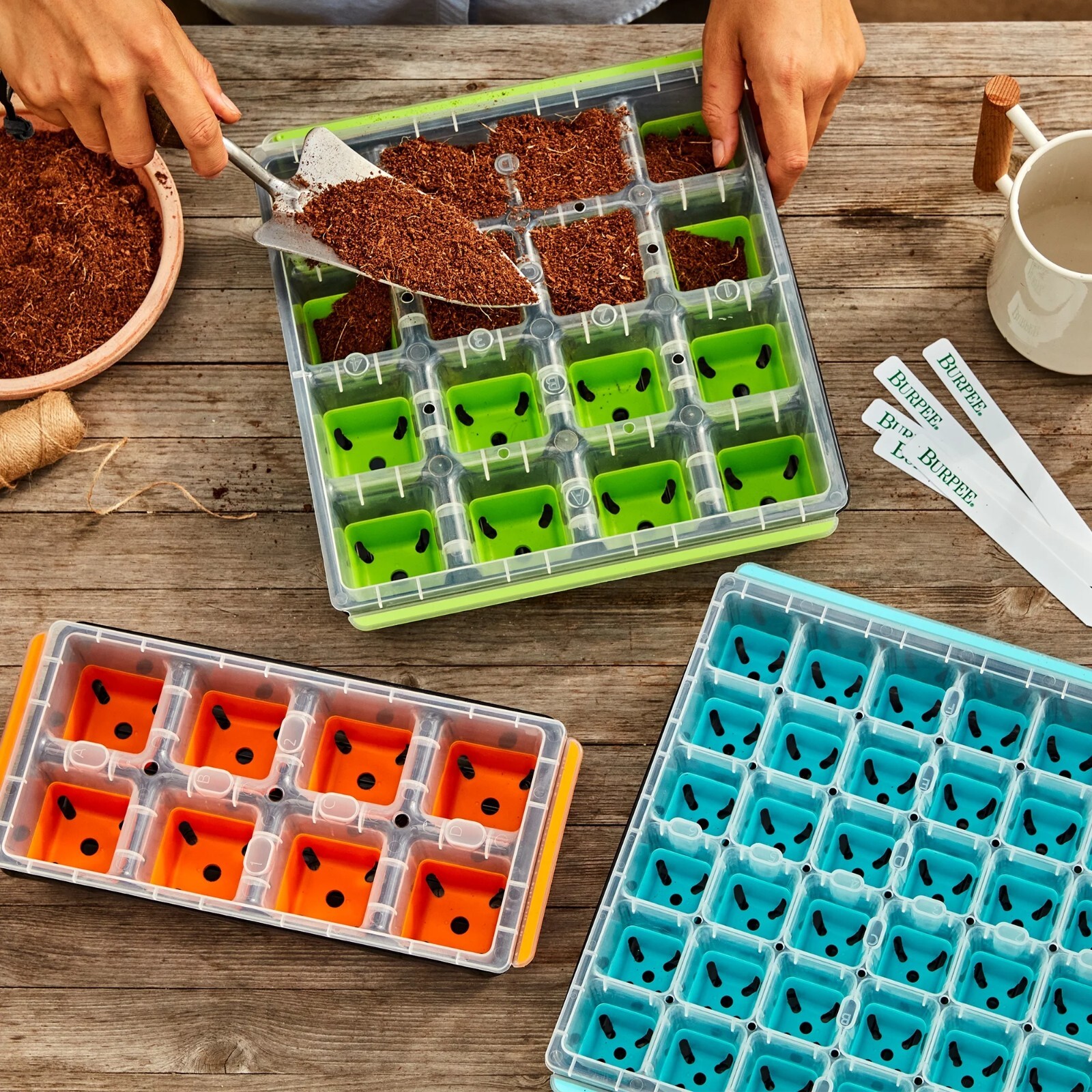 5Pack Burpee SuperSeed 36 Cell Seed Starting Tray with Reusable Silicone Cells,